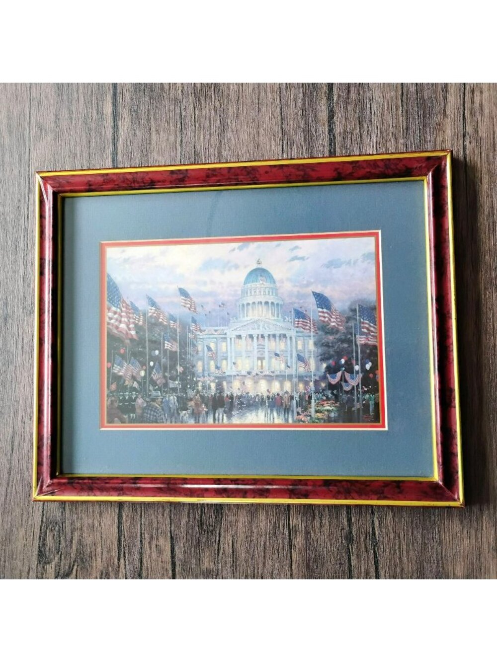 Thomas Kinkade Flags Over the Capitol Framed 11x14 Matted Print with COA